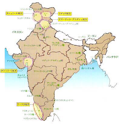 インドの木造文化圏 地図