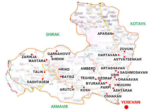 Map of Aragatsotn Province
