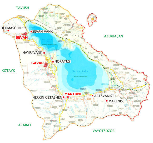 Map of Gegharkunik Province