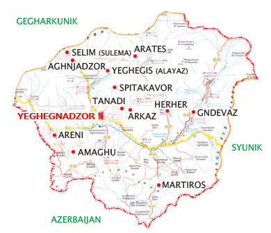 Map of Vayotsdzor Province